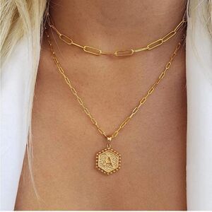 14K Plated Initial Layered Necklaces